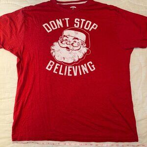 “Don’t Stop Believing” Santa Tee – Unisex XL